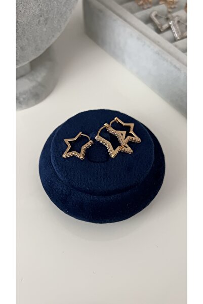 SU PERİSİ TAKI BİJUTERİ Vip Series Gold Triple Star Set Earrings