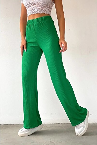 alenmoda Pantaloni palazzo șifonați cu picioare largi