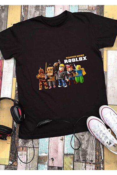RYO FASHİON Roblox Black Short Sleeve Children's T-Shirt Unisex