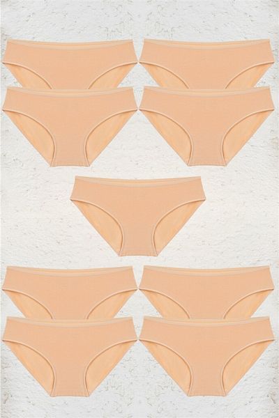 BSM High Quality 9-Piece Natural Kilot Bikini Panties - Skin Modal Cotton
