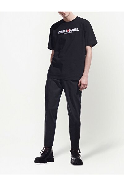 Karl Lagerfeld X Cara Delevingne Logo-embroidered T-shirt