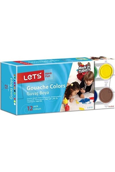 Lets 12 Renk Guaj Boya Şişede 12x25 Ml.