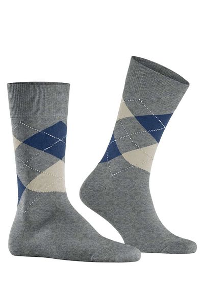 Burlington Herren Socken – König, Baumwolle, Rautenmuster, Logo-Emblem