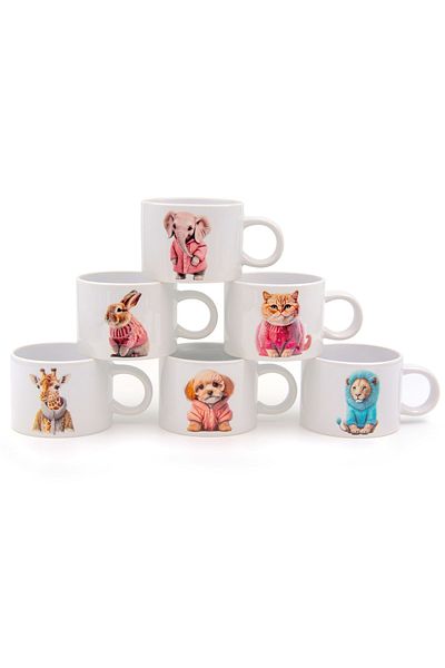 Global Printing Special Design Handmade Jungle Cup Mug Set for 6 Persons 150 ml