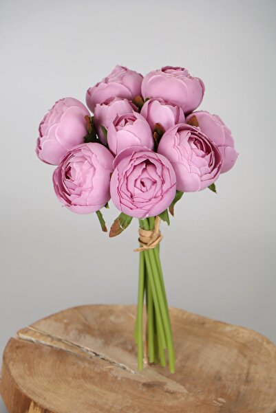 Yapay Çiçek Deposu باقة ورد الفاوانيا عالية الجودة مكونة من 9 قطع أرجواني