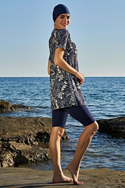 Ruko Maio Γυναικείο μισό μανίκι Lycra Hijab Navy Blue μαγιό 2c3t1n23-4