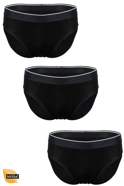 BSM Slip negru, moale, respirabil, din bumbac modal, 3 piese