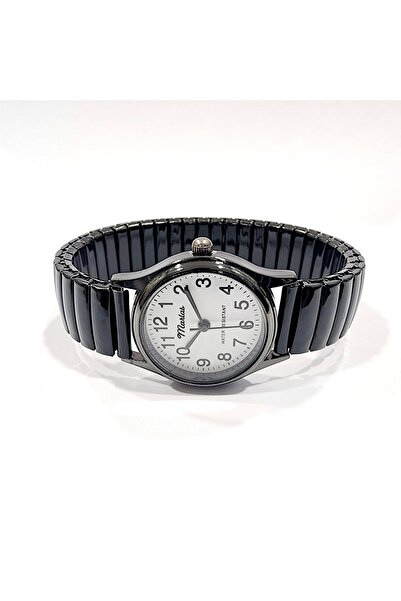 Marlas Retro Design with Spring Cord, Vintage Design, Classic, Black Color Wristwatch