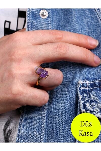 esha Doğal Taş Ametist Doğal Taşlı Ayarlanabilir Yüzük