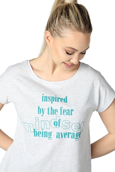 defys Γυναικείο μπλουζάκι με κοντό μανίκι με ραμμένο πίσω λαιμόκοψη Snow Melange