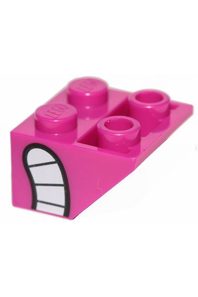 LEGO Original Custom Accessory Slope Inverted 45 2 X 2 Printed Coral Inclined Brick Smiling Mouth 4 Pieces