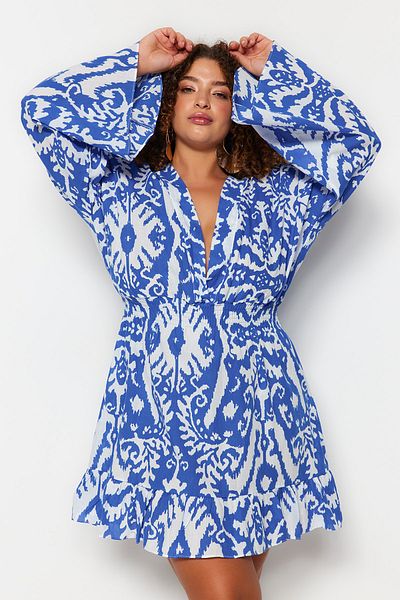 Trendyol Curve Große Größen in Kleid - Blau - Skater