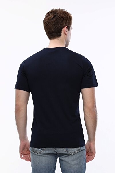 Uniprom Ανδρικό μπλουζάκι με λαιμόκοψη 100% βαμβακερό Navy Blue
