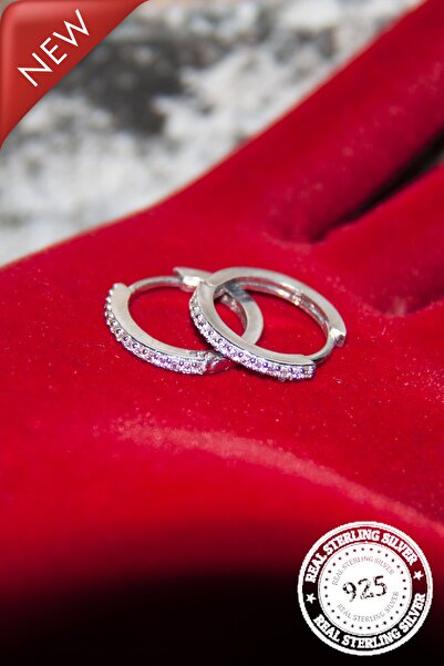 Jewelry For Light , 925 Ayar Gümüş, 15mm Huggies, Taşlı, Halka Küpe