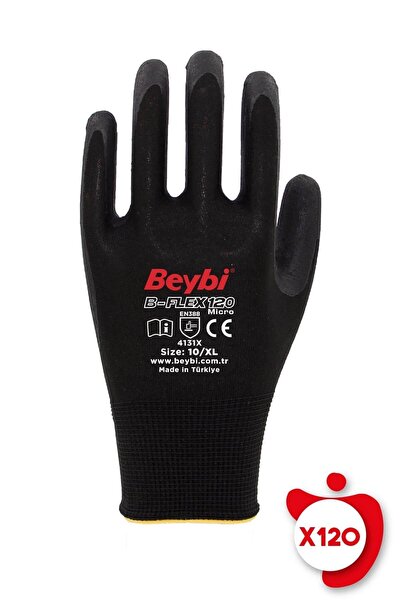 Beybi B-Flex120 Black Micro Foam Nitrile Gloves Size 10 120 Pairs