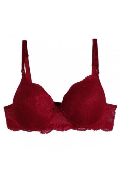 ENGIN Kadın Bordo Destekli Balenli Dantelli Sütyen