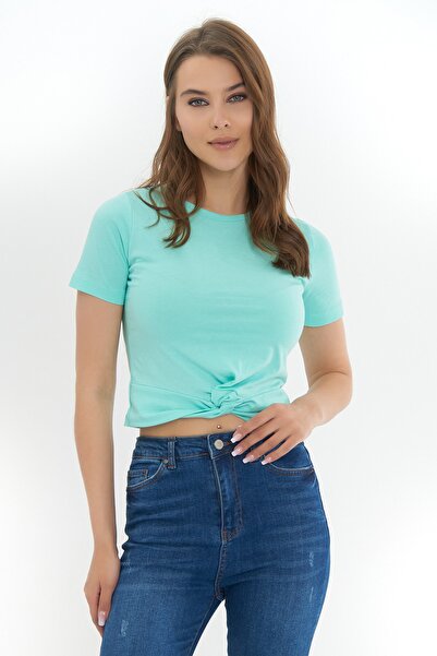 Pattaya Dámské aqua zelené pletené tričko s detailem uzlu P21s201-2431