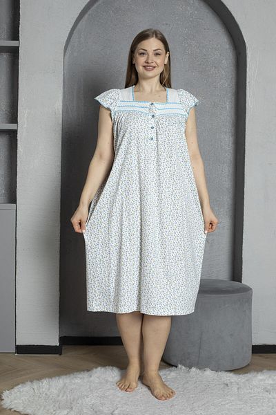 SEBOTEKS Buttoned Collar Sleeveless 100% Cotton Combed Plus Size Mother's Nightgown 600