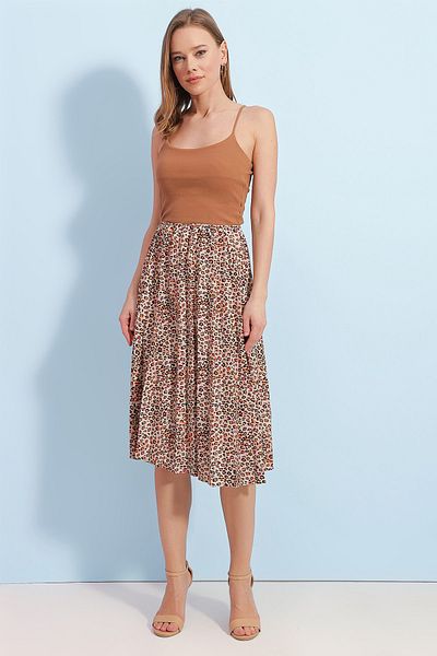 Pattaya Women's Patterned Midi Length Pleated Skirt P23s201-0807