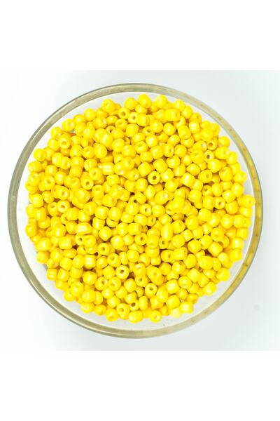 yfhobi 50 Gram - 4 Mm Pastel Sarı Renk Büyük Boy Kum Boncuk, Takı Yapım Boncu...