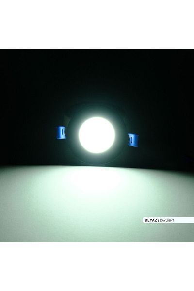 ACK Recessed Round Led Panel Fixture Black Body 6500k Daylight 3w