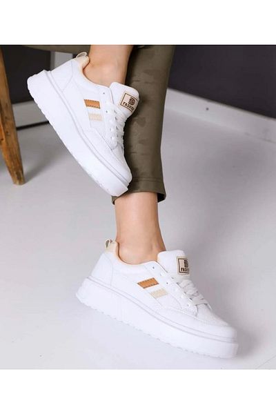 Bitmedeniste Women's Comfortable Stylish Ecru Sneakers
