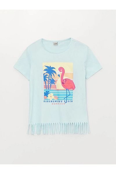 LC Waikiki Lcw Kids Crew Neck Printed Short Sleeve Girl's T-Shirt and Tights