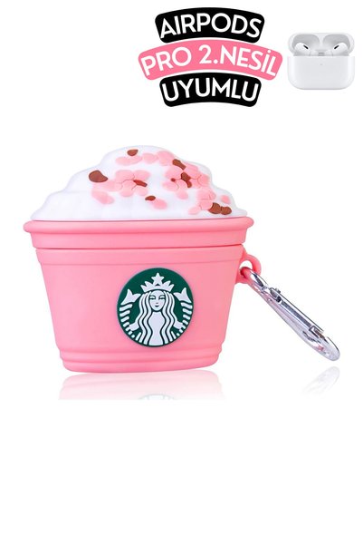 EWEC Pro Uyumlu Starbucks Figürlü Sevimli Kopçalı Koruyucu Silikon Kılıf, Darbe Emici Kılıf