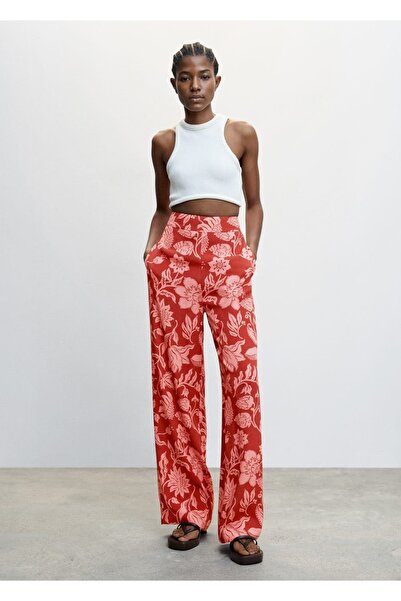 MANGO Woman Çiçekli Palazzo Pantolon
