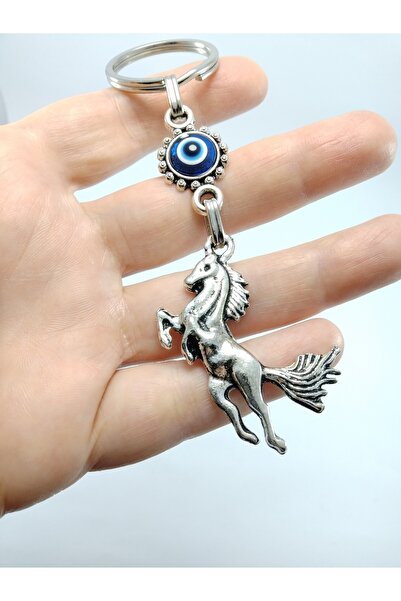 Ennea Art Nazar Boncuğu Anahtarlık Metal At Figürü Hediyelik Aksesuar