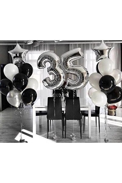 MFM مجموعة بالونات من رقائق الفضة بحجم 35 عامًا للحفلات