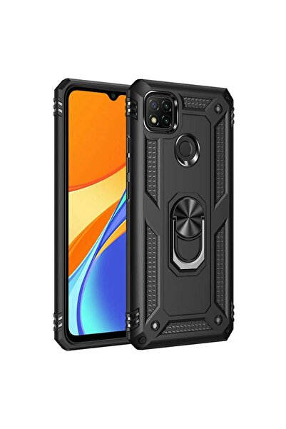 Rivor Xiaomi Redmi 9c Uyumlu Kılıf Military Armour Yüzüklü Standlı Koruyucu K...