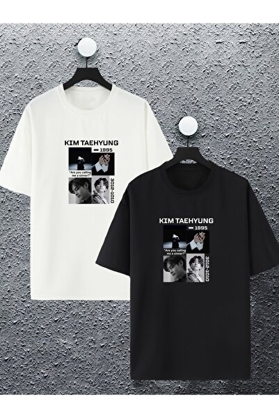 macklin Unisex Kadın Erkek Kim Taehyung Bts Baskılı Oversize T-shirt 2li Kombin