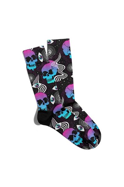 Eğlenceli Çoraplar Unisex Fun Space Skull Printed Socks - Ecsoket252