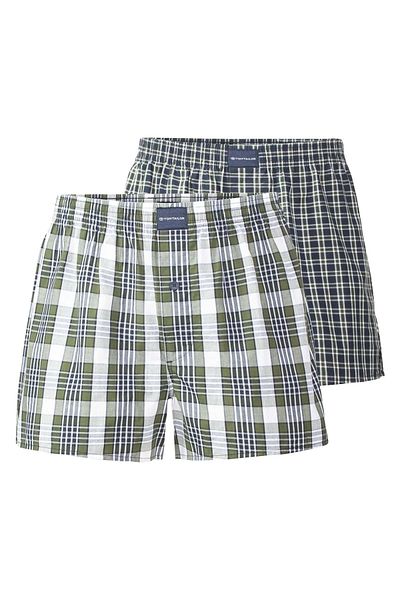 Tom Tailor Herren Web-Boxershorts, 2er Pack - Unterwäsche, Unterhose, Baumwolle, Logo, kariert