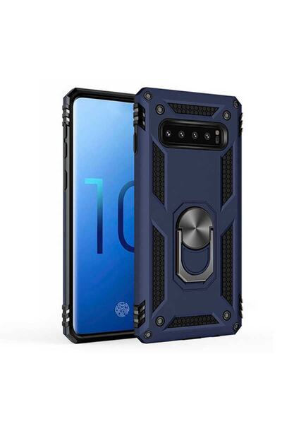 Rivor Samsung Galaxy S10 Plus Uyumlu Kılıf Military Armour Yüzüklü Standlı Ko...