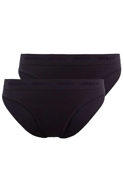 Skiny Damen Rio Slip, 2er Pack – Unterwäsche, Unterhosen, Baumwolle, Logobund, Feinripp, einfarbig
