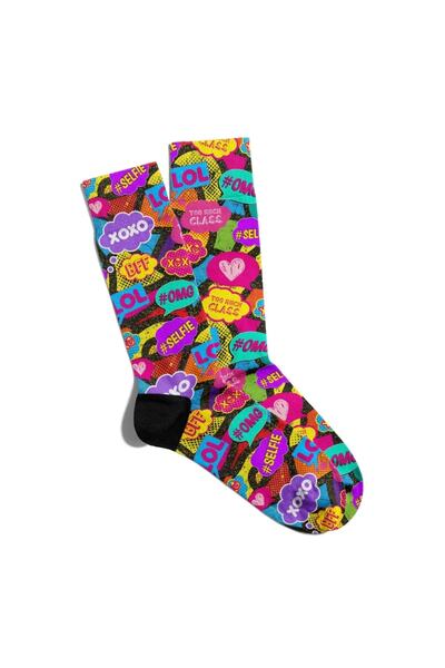 Eğlenceli Çoraplar Забавни чорапи Unisex Xoxo Bff Pop Art Printed Socks Ecsok...