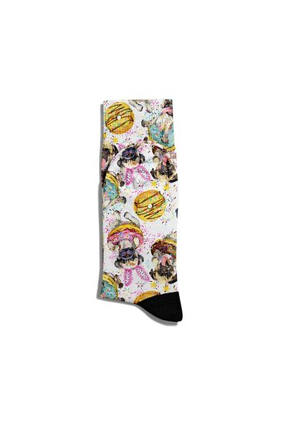 Eğlenceli Çoraplar Fun Socks Unisex Cute Pug And Donut Socks Ecsoket139