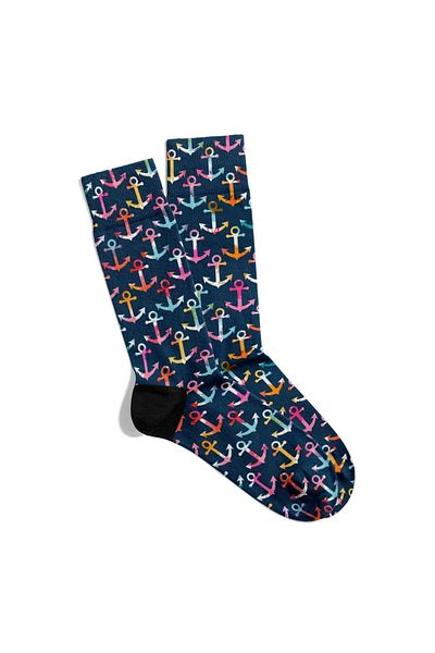 Eğlenceli Çoraplar Fun Socks Unisex Anchor Sea Theme Printed Socks Ecsoket383