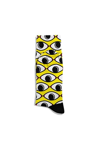 Eğlenceli Çoraplar Fun Socks Unisex Yellow Eyes Pattern Popart Printed Socks Ecsoket329