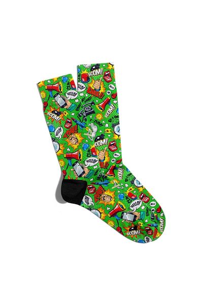 Eğlenceli Çoraplar Fun Socks Unisex Hello You Green Popart Printed Socks Ecsoket133