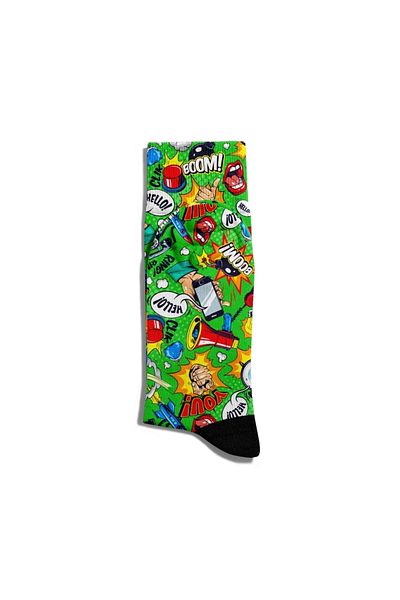 Eğlenceli Çoraplar Fun Socks Unisex Hello You Green Popart Printed Socks Ecsoket133