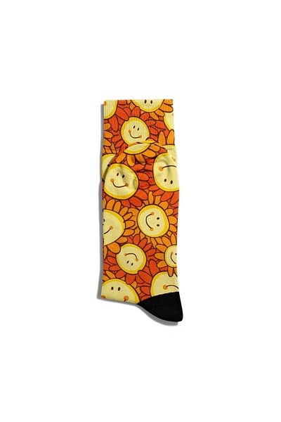Eğlenceli Çoraplar Unisex Fun Daisy Emoji Socks - Smiling Printed, Ecsoket039