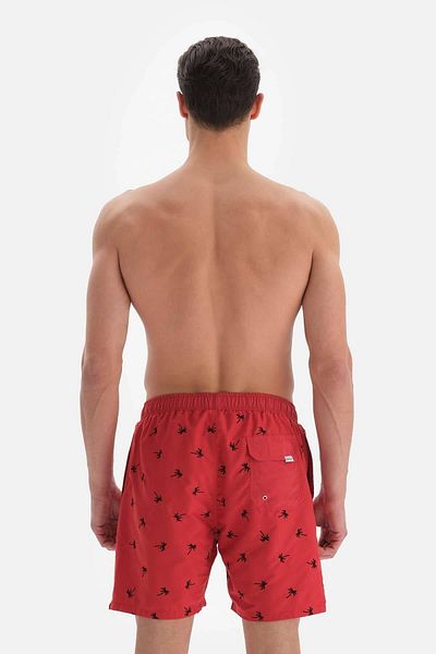 Dagi Rote, bestickte Shorts für Herren in mittlerer Größe mit Palmenmotiv