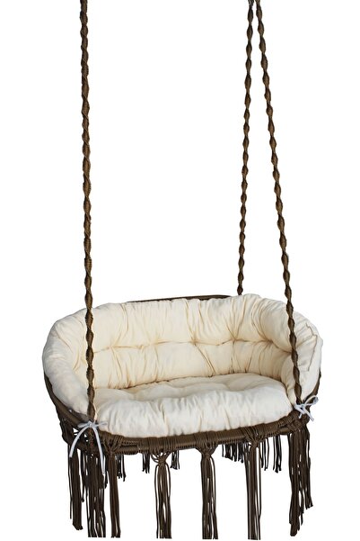 ALTINOLUK HAMAK Makrome Salıncak Bahçe Balkon Salıncağı ( Kahve )