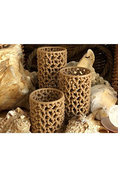 TuransoyCraft Hasır Görünümlü Plastik 3'lü Vazo Set 15cm - 10cm - 5 Cm (ÇAPLA...