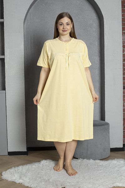 SEBOTEKS 100% Cotton Combed Cotton Short Sleeve Plus Size Mother's Nightgown 520