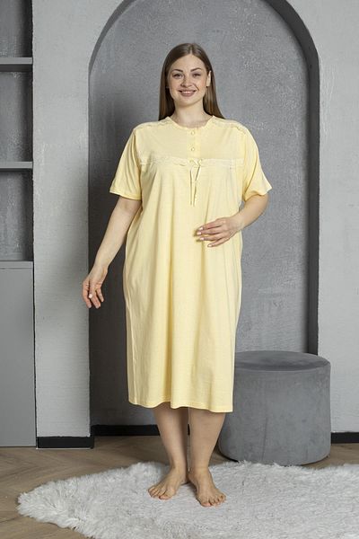 SEBOTEKS 100% Cotton Combed Cotton Short Sleeve Plus Size Mother's Nightgown 520