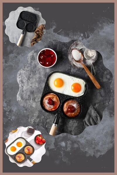 ZGNHome 3 Bölmeli Çok Amaçlı Döküm Pankek Omlet Krep Tava